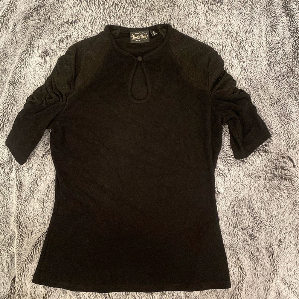 Voodoo Vixen Black Fitted Cut Out Short Sleeve Top